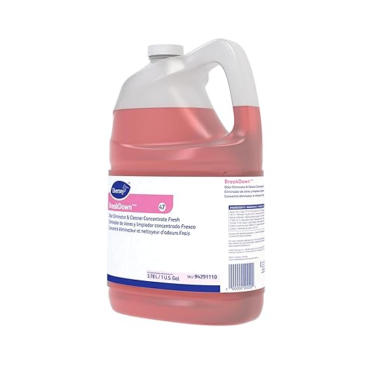 Diversey 94291110 Breakdown Odor Eliminator Enzyme Eliminates Odors &amp Stains on Hard Surfaces &amp Carpet Fresh Scent Concentrate 1-Gallon (Pack of 4)