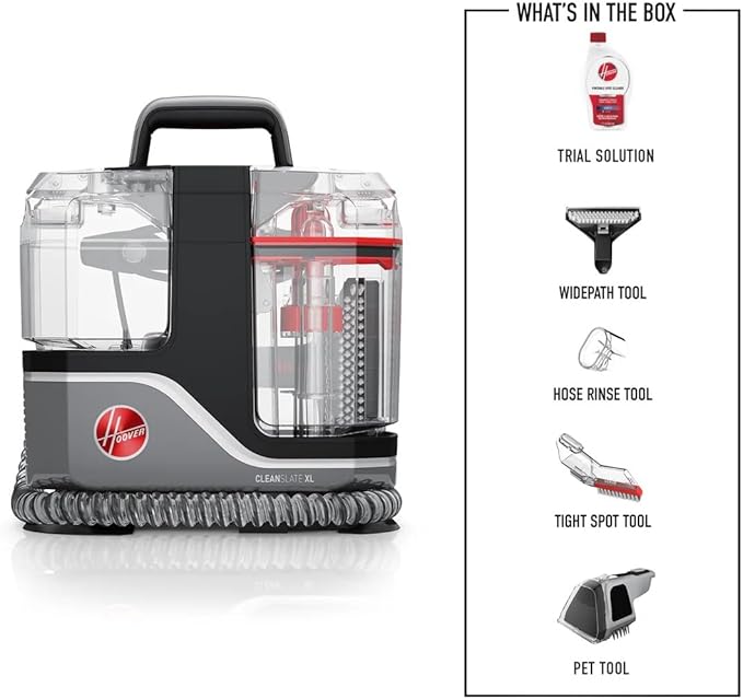 Hoover CleanSlate XL Deep Cleaning Carpet + Upholstery Spot Cleaner Machine with Specialized Tools Permanent Stain Remover Pair with Hoover Portable Spot Cleaner Solution