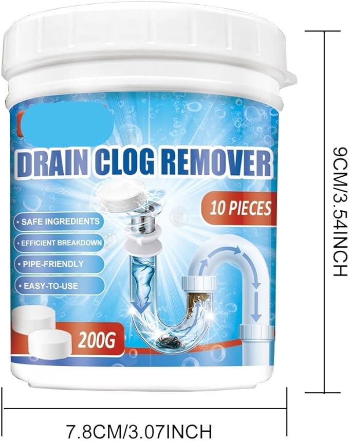 Drain Unclogging and Cleaning Tablets for Kitchen and Toilet - Dissolve Grease Hair &amp Waste Eliminate Odors(2PCS)