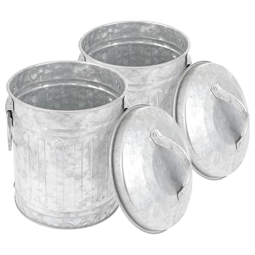 2pcs Multi-use Desk Trash Can Bucket Shape Pen Holder Wastebasket for Home Office