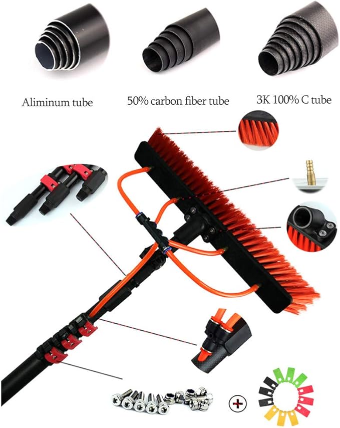 Outdoor Window Cleaning BrushExtendable Cleaner Conservatory Roof Water Fed Telesbrush Window Cleaning Pole Suitable for Photovoltaic Panel Cleaning Trucks Windows/12Ft/3.6