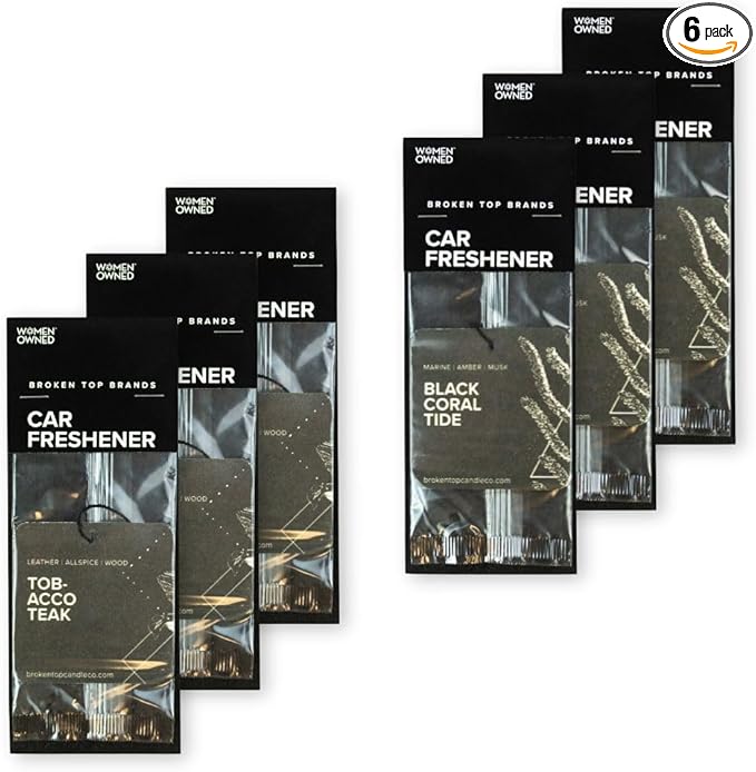Geotanical Car Air Fresheners Variety Pack of 6 (3 Black Coral Tide 3 Tobacco Teak)