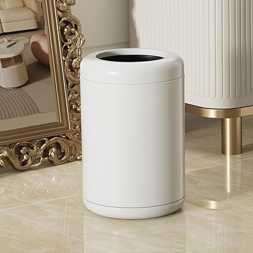 White Bathroom Trash can10L/2.6GAL Open Top Wastebasket BinGarbage Can for BathroomLiving RoomOfficeKitchenBedroomHotel (White)