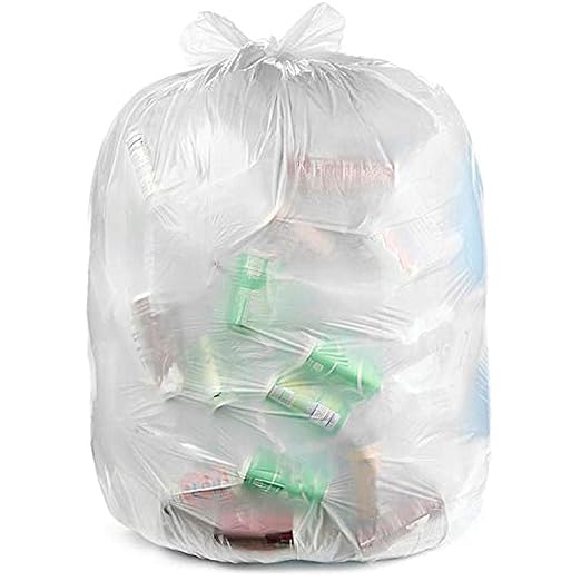 Ultrasac 45 Gallon 3.0 MIL Clear Heavy Duty Contractor Trash Bags with Handtie - 33 x 48 - Pack of 80 - for Construction Commercial &amp Industrial
