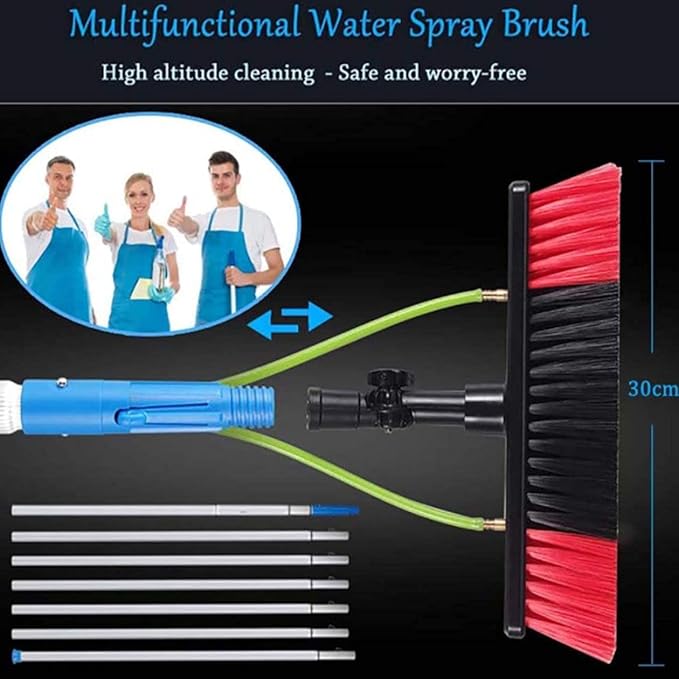 Window Cleaning Pole Photovoltaic Solar Panels and Window Cleaning Pole Water/Hose Fed Extendable Pole Window Cleaning Brush Equipment7m/23ft-30cmbrushhead