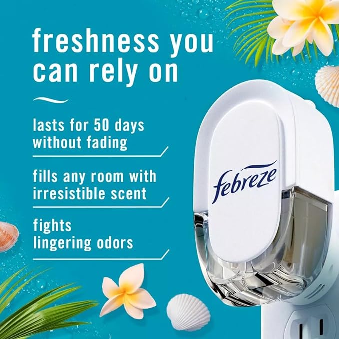 Feb-reze Plug In Air Freshener Odor-Fighting Scented Oil Refill Bora Bora Waters - 3 Refills