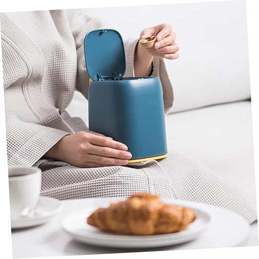 Mini Portable Garbage Bin with Press Cover for Office and Home Odor Sealing Trash Friendly Material Compact Waste Basket for Car Desk and Living Room Use