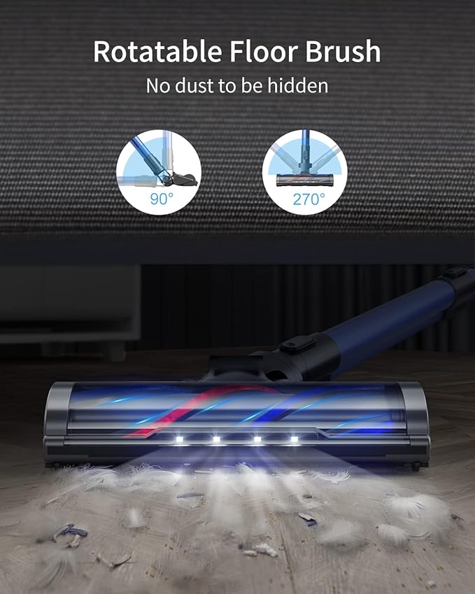 HONITURE Cordless Vacuum Cleaner 450W/35KPa Powerful Stick Vacuum Cleaner w/ LCD Touch Screen 55Min Runtime 6 in 1 Lightweight Handheld Cordless Vacuum for Carpet Pet Hair and Floors S12 (Renewed)