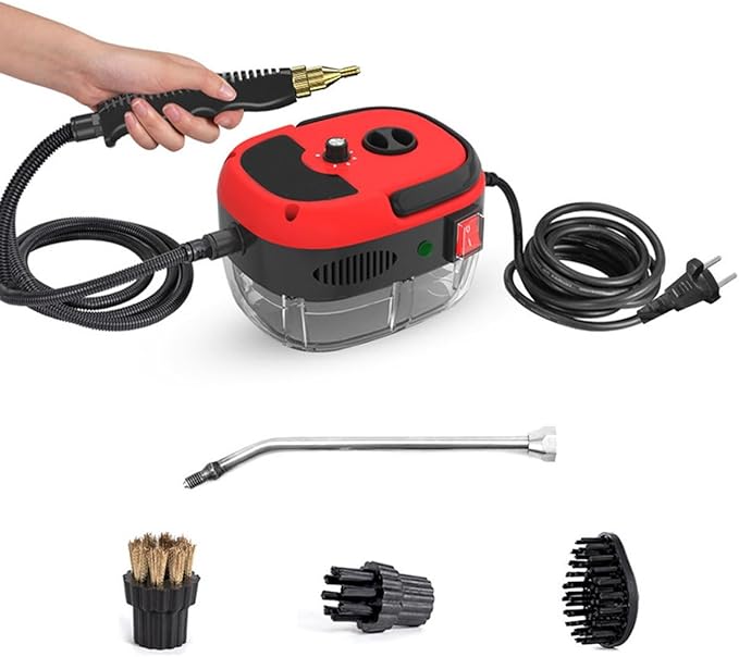Steam Cleaner 2500w Handheld High-Temperature Pressurized Steam Cleaner Portable Steam Cleaner High Pressure Handheld Steam Cleaner for KitchenFurnitureCar(Red)