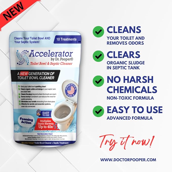Dr. Pooper Toilet Bowl &amp Septic Tank Cleaner—Powerful Stain Remover &amp Odor Eliminator—Bio-Activated Formula for Deep Cleaning &amp Septic Maintenance—Safe for Pipes &amp All Plumbing Systems