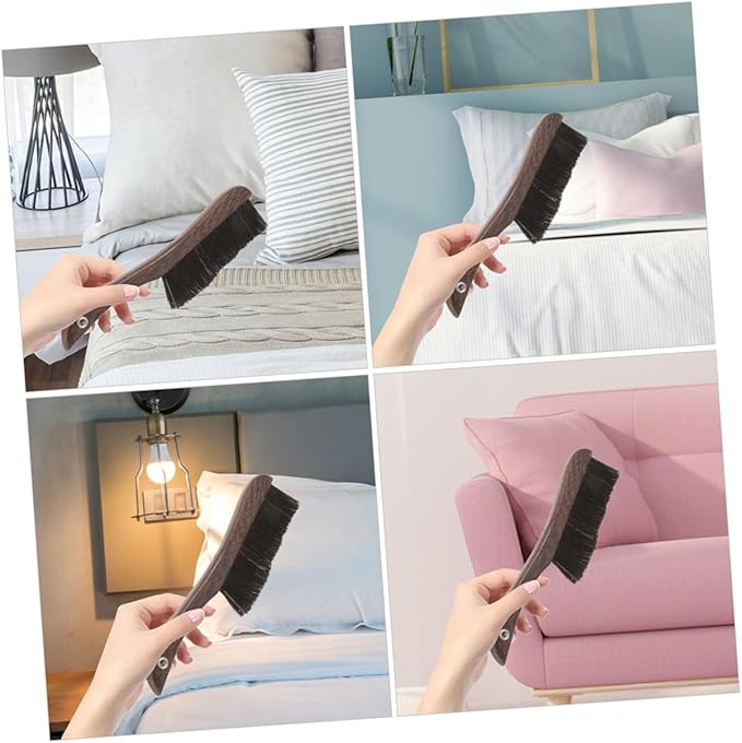 MERRYHAPY 2pcs Wooden Handheld Broom Brush with Soft Bristles for Gentle Cleaning of Furniture Instruments and Keyboards Lightweight and Portable Dust Brush for Home and Office Use