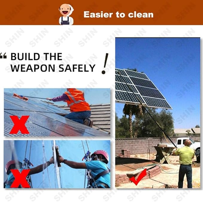 Window Cleaning Brush Cleaning Pole Window Cleaner Kit Water/Hose Fed Pole Cleaning Photovoltaic and Solar Panels - 5. 5. (3.6M)