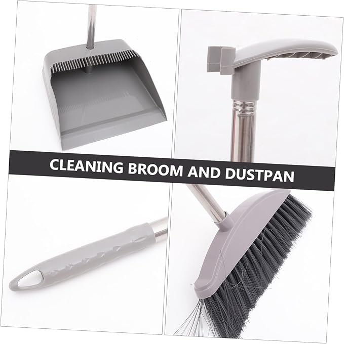 Lightweight Broom and Dustpan Set for Home Cleaning Ergonomic Handle Convenient Storage for Indoor Use and Collecting Trash Corners Random Style