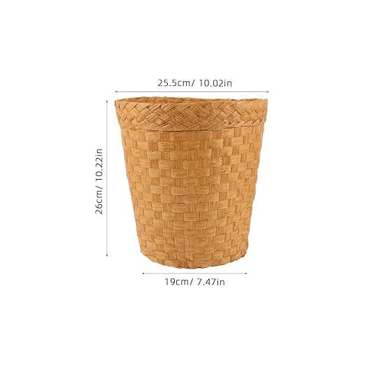 Wicker Trash Can - Woven Wicker Waste Basket Round Rattan Waste Paper Bin Office Garbage Can Rubbish Basket Laundry Hamper for Kitchen Home Office