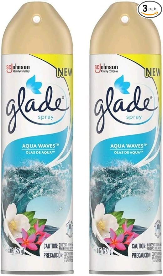 Glade Air Freshener 8oz (Package May Vary) Pack of 3 (Aqua Waves)