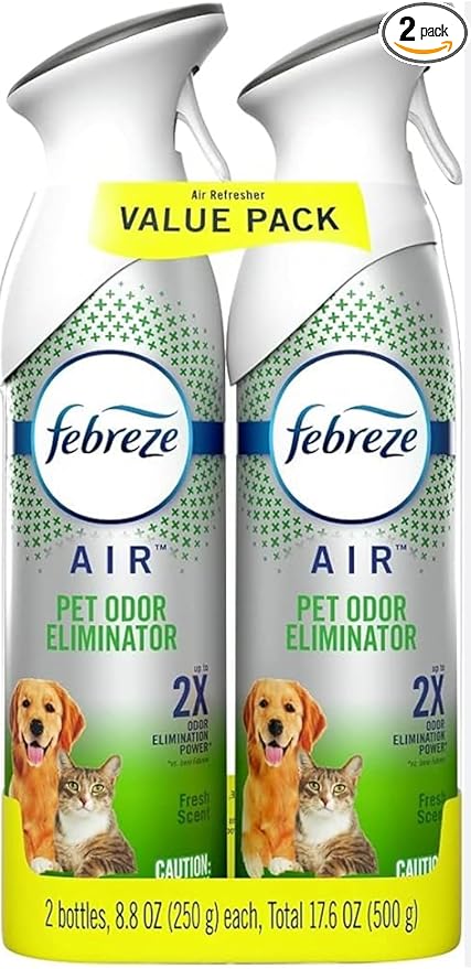 2 Pack Febreeze Air Pet Odor Eliminator Value Pack Fresh Scent 8.8 oz Bottles Natural Propellant Air Refresher Spray