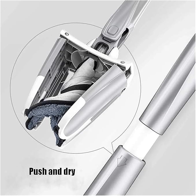 X-Shaped Micro Fiber Floor Cleaning Mop Hand-Free Wash Self Wringing Flat 360 Degree Dry/Wet for Home Kitchen Hardwood(6pcs Cloth)