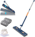 Self-Wringing 360° Flat Mop Multi-Functional Floor Mops Wall Cleaning with 2/4 Microfiber Pads 54 Adjustable Stainless Steel Long Handle Mop for Floors Corner Window (Blue+2 Mops)