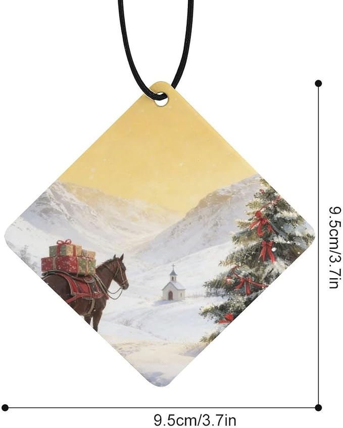 5PCS Car Air Freshener Hanging Personalized Double Sided Snowy Xmas Horse Car Fresheners Long Lasting New Cars Scents Cute Automotive Freshies for Closets Drawers (tea)