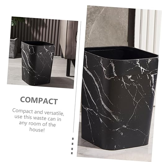 Angoily Square Waste Basket Marble Texture Capacity Plastic Garbage Container for Home Kitchen Bathroom and Office Decor