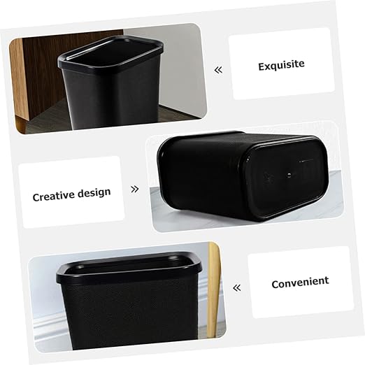 Zerodeko Thickened Plastic Trash Can for Bedroom Bathroom Office Hotel Rectangular Garbage Storage Container Wastebasket Without Lid Fire Resistant Bin for Home and Commercial Use