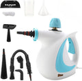 Handheld Steam Cleaner Multipurpose 1050W Motor 9 Accessories 3.0BAR High-Pressure Steam 135°C Fast Steam 0.4L Tank 8-10 Mins Runtime – for Kitchen Bathroom Car Furniture (Blue @ white)