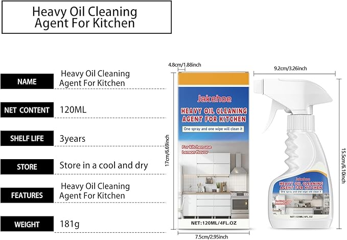 Oil Stain Remover For Kitchen Heavy Duty Grease Cleaner Multi-Surface Home Cleaning Spray Easy To Use(3PCS)