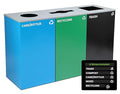 Alpine Indoor Recycling Bin -Commercial Trash Can Recycling Station Combo Customizable 3 Compartment Metal Large Black Blue Green Recycle Trash Cans with Lids &amp Stickers for Office Mall Air