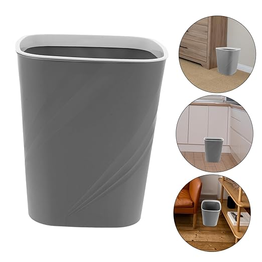 TEHAUX Large Capacity Trash Can Press Type Lid 13 Gallon Plastic Garbage Container for Kitchen Bathroom Office Slim Wastebasket Sink and Desktop Use
