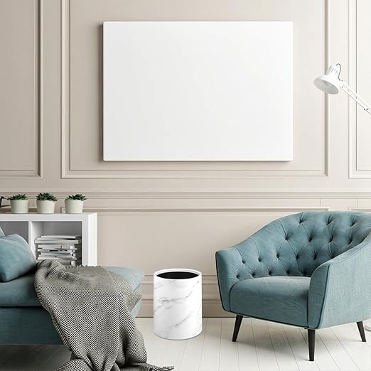 Marble Pattern Wastebasket Lidless Trash Can Opening Garbage Container for Bedroom Bathroom Kitchen Dormitory with Stable Structure and Modern Design