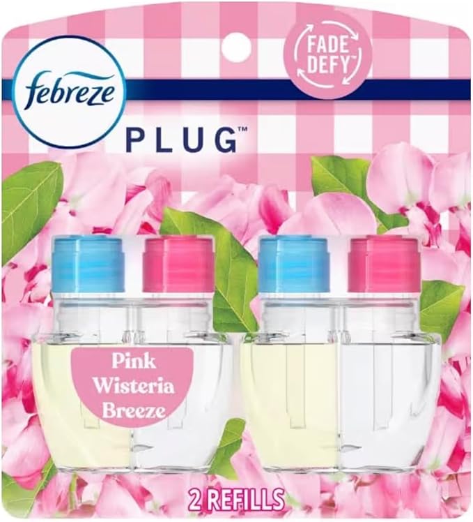 fe.bre.ze Odor-Fighting Fade Defy Plug Air Freshener (2) of 0.87 fl oz Refills-Pink Wisteria Breeze