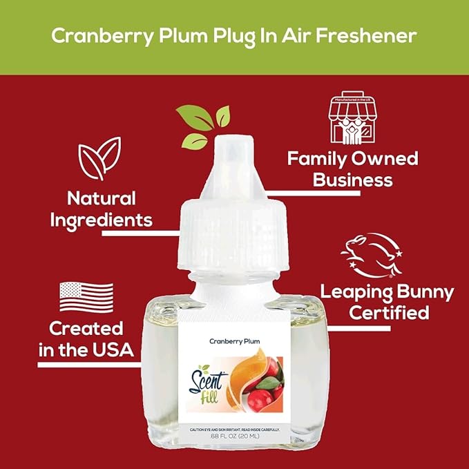 Scent Fill Cranberry Plum Plug in Air Freshener 4 Scented Oil Refills