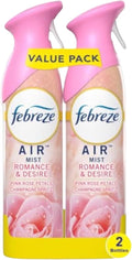 FE.BRE.ZE. AIR FRESHENER. Mist Romance &amp desire Pink Rose Petals Champagne Spritz Scent 2 Bottles (Pack 2)