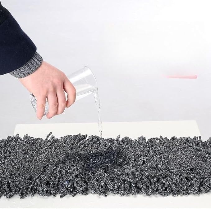 Folding dust mop Large Household and Hotel Thickened Cotton Thread Floor mop 24-inch Black and red +1 Head (Total 2 Heads)