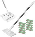 Snap Grip Mini Mop Convenient Cloth Changing Retractable Gap Dust Cleaner Flat Mops with Locking Head &amp Sweeping Cloths No Wash 40inch Handle for Multi-Surface (Mini Mop-10 Cloths)