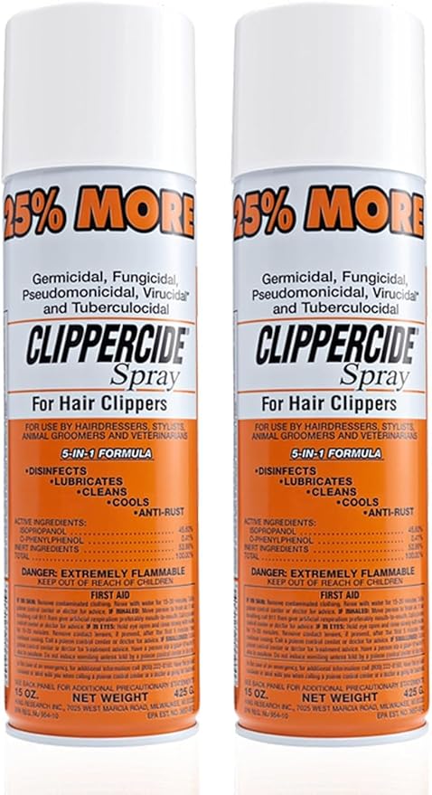 Clippercide Disinfectant Spray 15 Ounce Size (354ml) 2 Count (2 Pack) (72131-2)