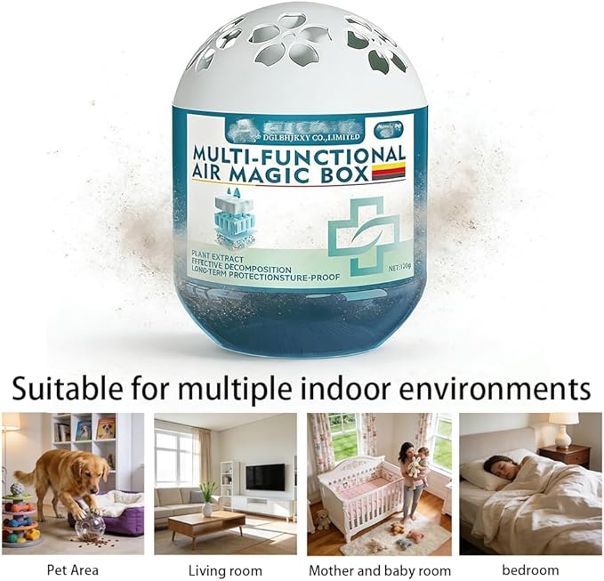 Air Magic Box Indoor Air Purification Dust Removal Magic Box Requires No Electricity Silent Automatic Vacuuming Long Lasting Fresh Air Gel 4.23 Oz for Any Corner (6PCS)
