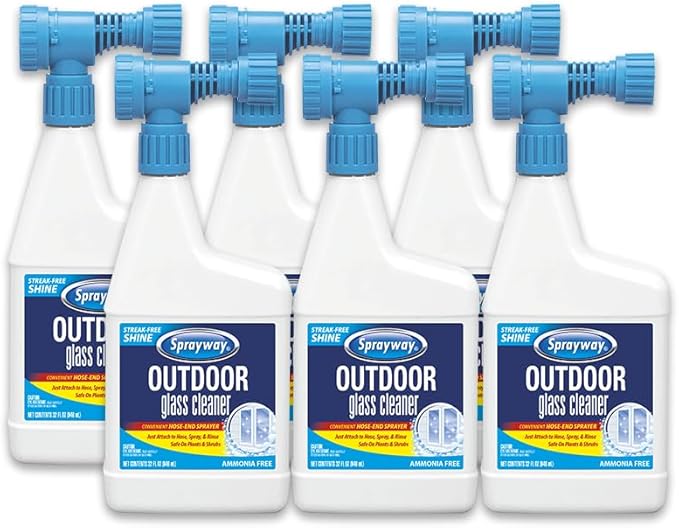 Sprayway Outdoor Glass Cleaner 32oz Pack of 6 | Streak-Free Shine Foaming Action | Ideal for Windows Patio Doors and Outdoor Glass Surfaces