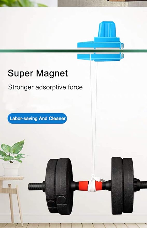 Double-sided Window Cleaner Glass Wiper Magnetic Cleaning Tools 5-Gears Adjustable Magnetic Glider Washing Brush Tools for High-Rise Double Car Glazed Windows Thickness 0.3-1.2 (Blue)