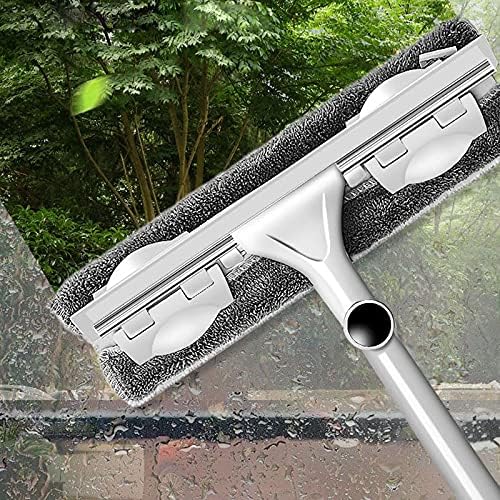 Rotating Glass Cleaning Mop Telescopic High Rise Window Cleaner Silicone Scraper Long Handle Fiber Scrubber