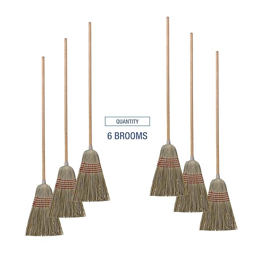 Boardwalk Corn/Fiber Brooms Corn/Yucca Bristles 53.5 Overall Length Natural 6/Carton