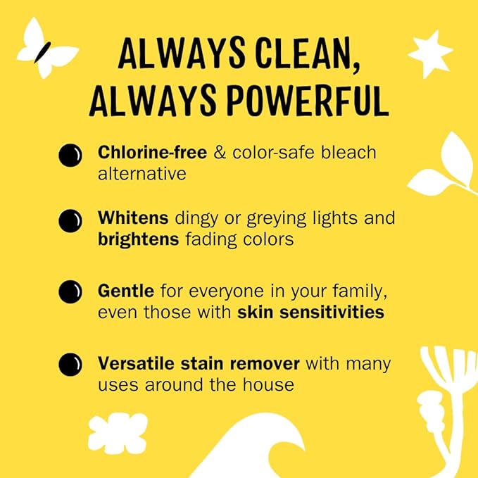 Molly's Suds Oxygen Whitener | Powerful Bleach Alternative Chlorine Free &amp Color Safe | Brightens Whites and Removes Stains (Pure Lemon Essential Oil - 79 oz)