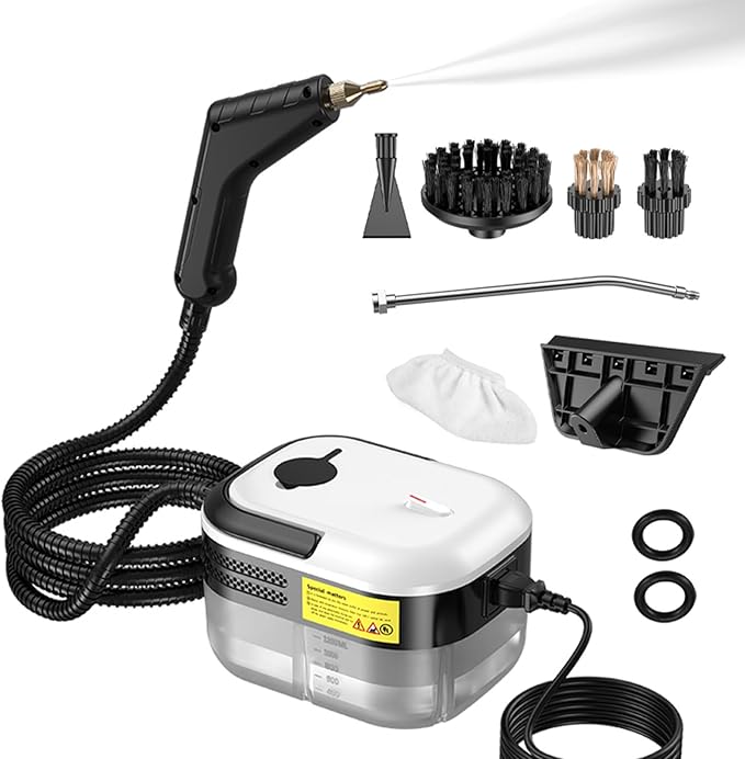 1200W Portable Handheld Steam Cleaner for Home and Car Quick Heat 15s 1200ml Water Tank 7pcs Accessories 221 105 High Temperature (US plug)