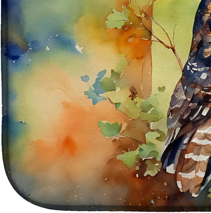 Caroline's Treasures DAC3226DDM Great Horned Owl Dish Drying Mat Absorbent Dish Drying Mat Pad for Kitchen Counter Dish Drainer Mat for Countertop 14 x 21 Multicolor