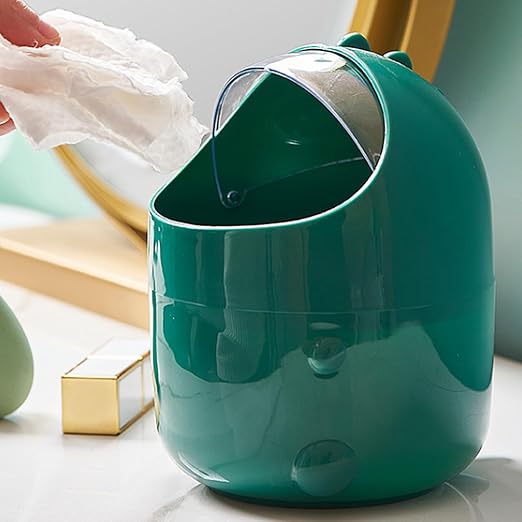 Mini Desktop Trash Can Plastic Mini Trash Can for Desk with Lid Small Cute Shaped Countertop Bin Waste Paper Bin Small Waste Bin for Dining Table Desk Home Office Easy Storage Big Size