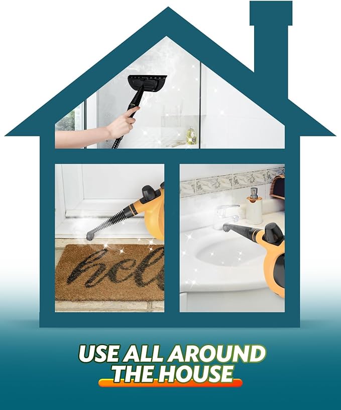 Steam Cleaner Pressurized Multi-Purpose Handheld Steam Cleaner with 11pcs Accessories Natural Chemical-Free Cleaning Steam Cleaner for Home Use Furniture Upholstery Couch Tile Grout and Car