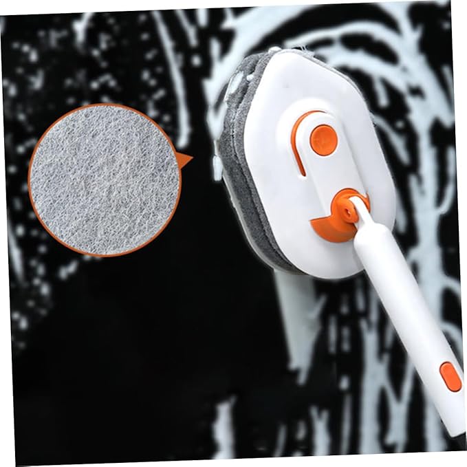 Beaupretty Extendable Handle Scrub Brush Multi-Purpose Bathroom and Floor Cleaning Tool with Durable Hard Bristle and Microfiber Heads for Stain Removal Toilets and Showers