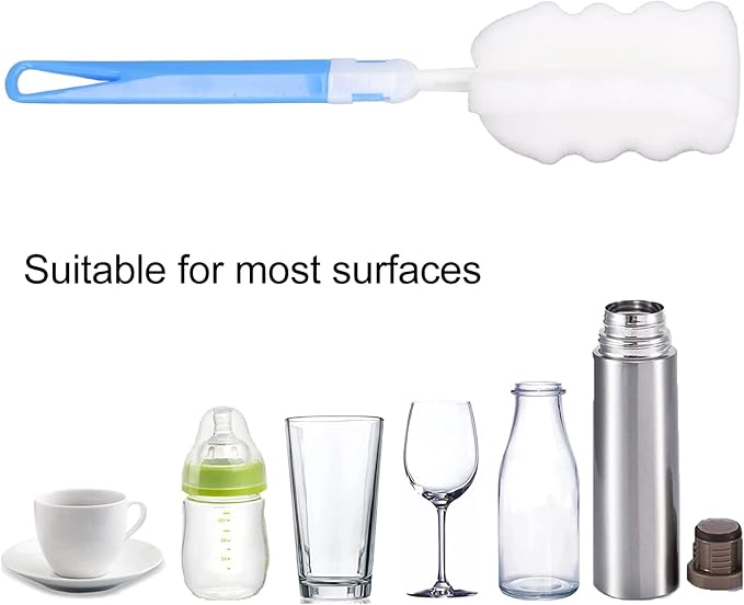 50pcs Bottle Sponge Brush with Long Handle Cup Cleaning Sponge Brush for Baby Bottles Detachable BPA - Free High - Density Sponge Head for Glass Plastic Stainless Steel Cups