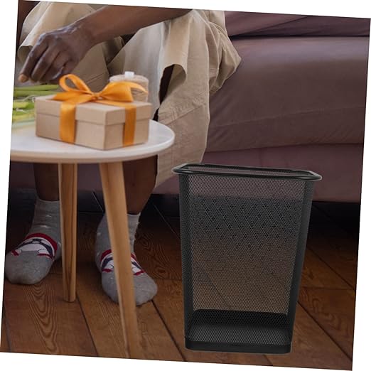 2Pcs Sturdy Mesh Trash Can for Home Office Hollow Design Waste Bin Scratch Iron Wastebasket for Bedrooms Craft Rooms and More