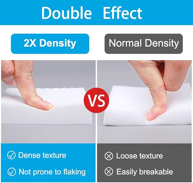 Magic Sponge Erasers 100 Pack 2X Density Stronger Melamine Sponge Foam Pads Multi-Functional Household Cleaning Cleaner for Kitchen Bathroom Bathtub Sink Wall Cleaner
